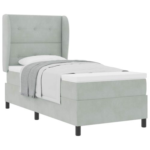 Легло с пружинирана основа Светлосиво 190 x 90 cm Кадифе