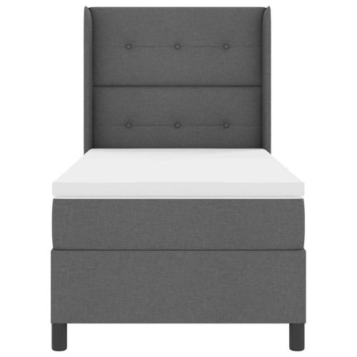 Легло с пружинирана основа Тъмен сив 200 x 80 см текстил