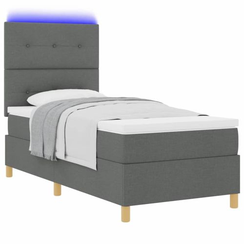 LED кутия за пружини с легло Тъмен сив 80 x 200 cm текстил