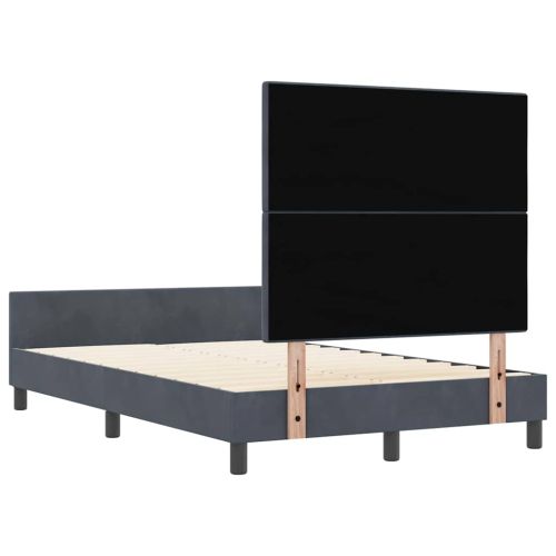 Легло с пружинирана основа Тъмносив 120 x 200 cm Кадифе
