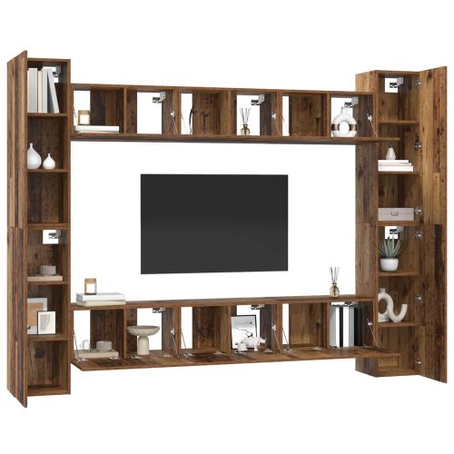 Комплект ТВ шкаф 10 pcs Старо дърво 30,5 x 30 x 90 см