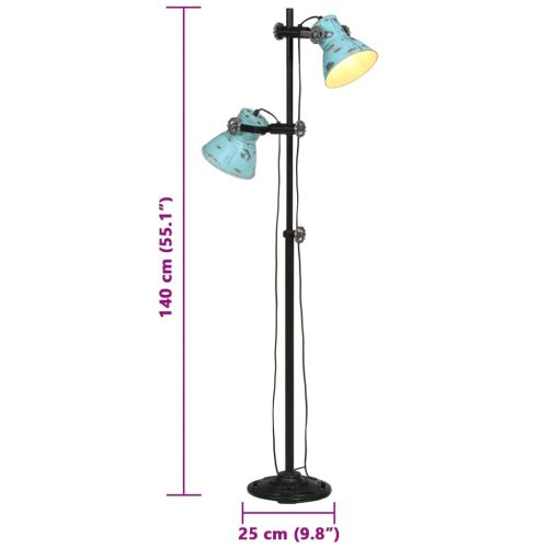 Подова лампа 25 W винтидж състарено синьо 25x25x90/140 см E27