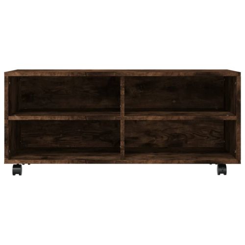 ТВ шкаф на колелца, опушен дъб, 90x35x35 см, инженерно дърво