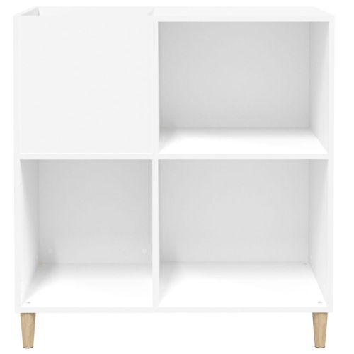 Шкаф за грамофонни плочи бял 84,5x38x89 см инженерно дърво