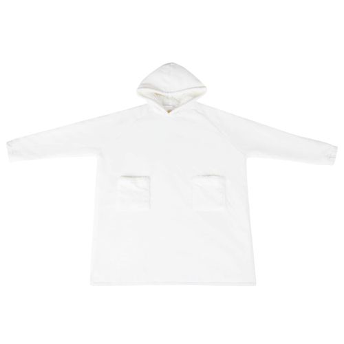 Одеяло с качулка Бяло L Флийс и фланел