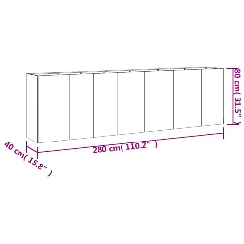 Градинска повдигната леха 280x40x80 см кортенова стомана