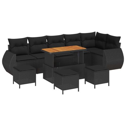 Градински Софа Комплект 10 pcs Черно полиратан