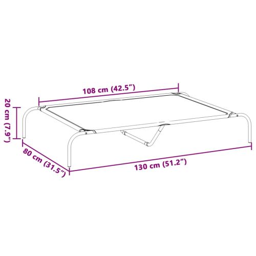 Повдигнато легло кучета черно 130x80x20 cm Текстилен и стомана