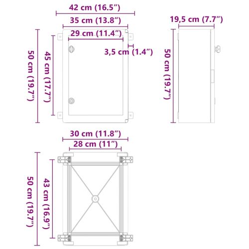 Контролен шкаф Сив 42 x 19,5 x 50 см ABS пластмаса