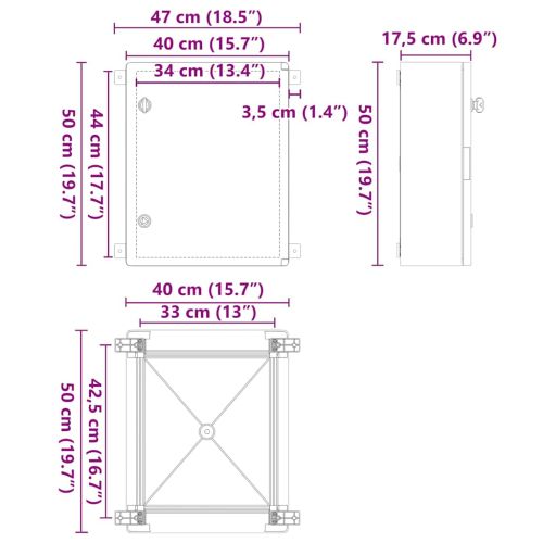 Контролен шкаф Сив 47 x 17,5 x 50 см ABS пластмаса