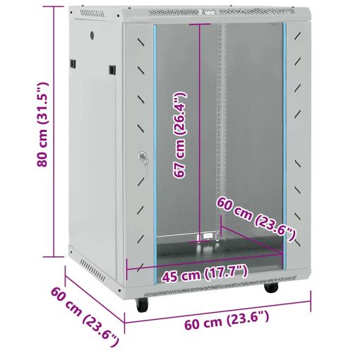 Мрежов кабинет със съхранение Сив 60 x 60 x 80 см Стомана