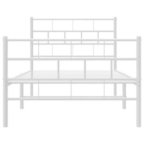 Метална рамка за легло с горна и долна табла, бяла, 90x200 см