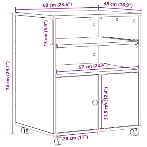 Стойка за принтер Черния дъб 60 x 48 x 74 см Инженерно дърво