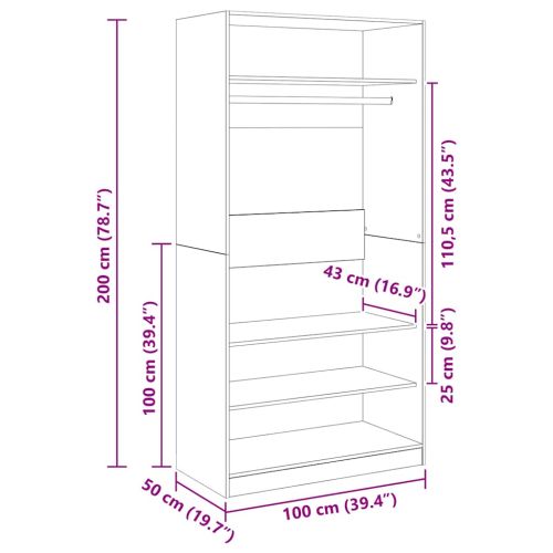 Гардероб, бяло със силен гланц, 100x50x200 см, ПДЧ