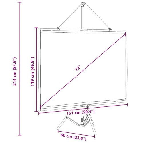Проекционен екран със статив 72 инча 4:3