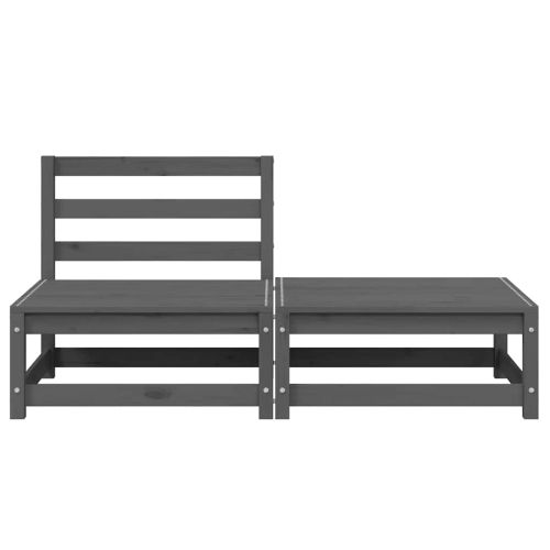 Градински лаундж комплект, 2 части, сив, бор масив