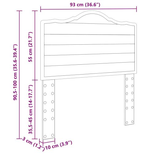 Облегалка за глава Сив Сонома 90 cm Инженерно дърво