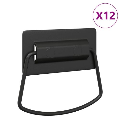 Дръжки за шкафове 12 pcs Черно 85 x 45 мм Метал