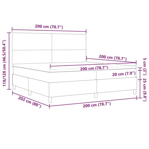 Легло с пружинирана основа Светлосив и бял 200 x 200 cm