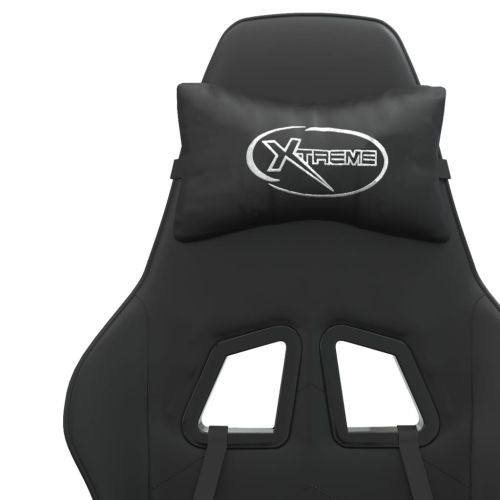 Въртящ гейминг стол, черен, изкуствена кожа