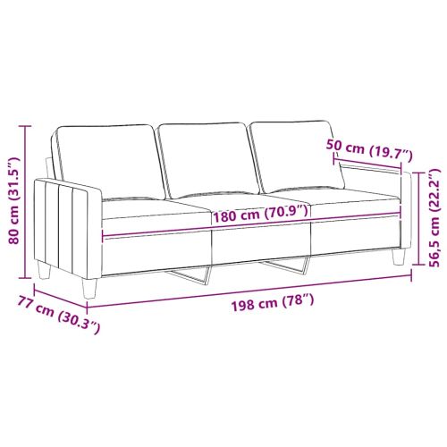 3-местен диван, светложълт, 180 см, плат