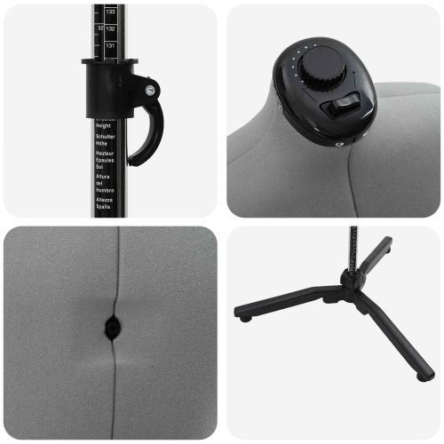 Регулируема манекенка за дрехи мъжка Сив 37.5-45.5 инча текстил