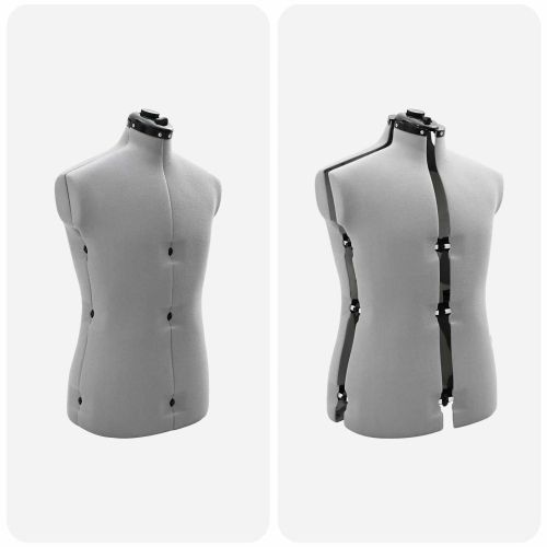 Регулируема манекенка за дрехи мъжка Сив 37.5-45.5 инча текстил