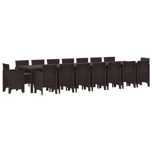 Градински комплект за хранене с възглавници 17 pcs Кафяво ПП