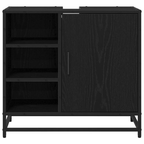Шкаф за баня с рафт Черния дъб 65 x 33 x 60 см Инженерно дърво