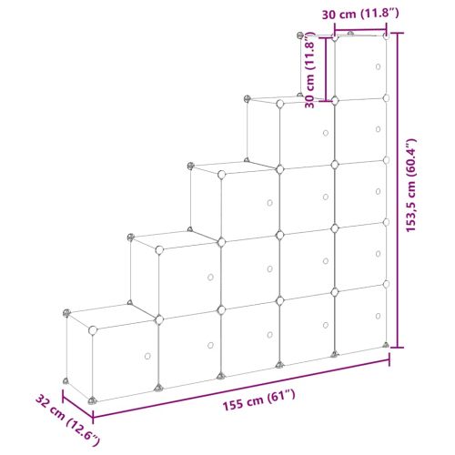Органайзер с кубични отделения и врати, 15 куба, черен, PP