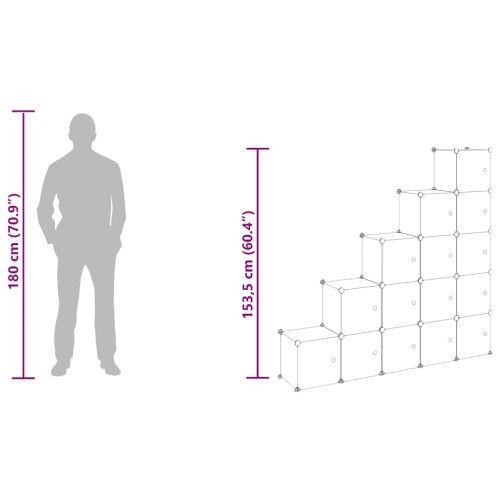 Органайзер с кубични отделения и врати, 15 куба, черен, PP