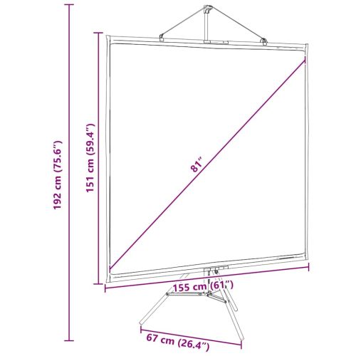 Прожекционен екран със статив 81 инча 1: 1