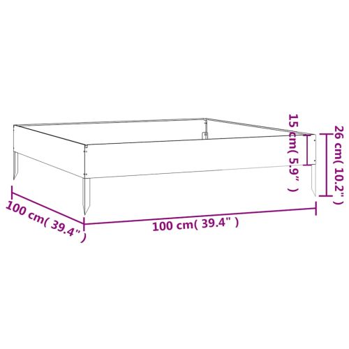 Градинска повдигната леха 100x100x26 см кортенова стомана