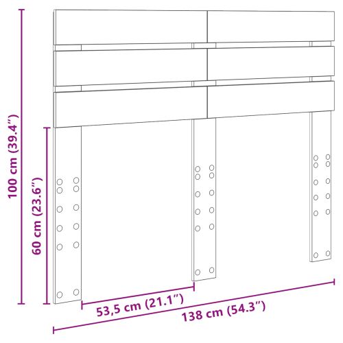 Облегалка за глава Сив Сонома 135 cm Инженерно дърво