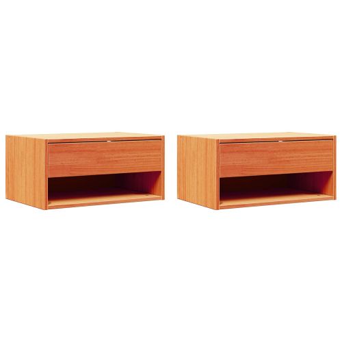 Нощно шкафче 2 pcs Кафяво с восъчно покритие 50 x 32,5 x 24 см