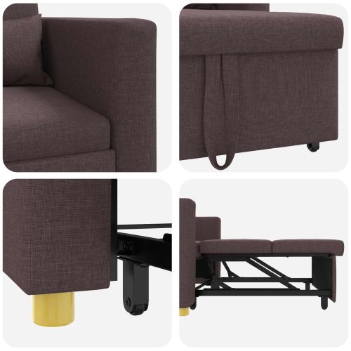 Разтегателен диван с единично легло Тъмнокафяв 90 x 165 x 87 см