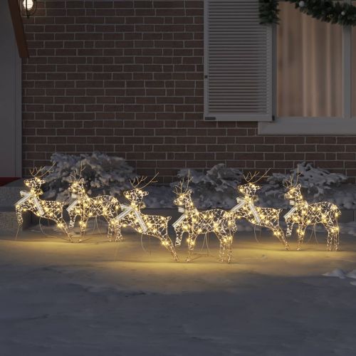 LED елени с 180 LED светодиода 6 pcs Златист PET
