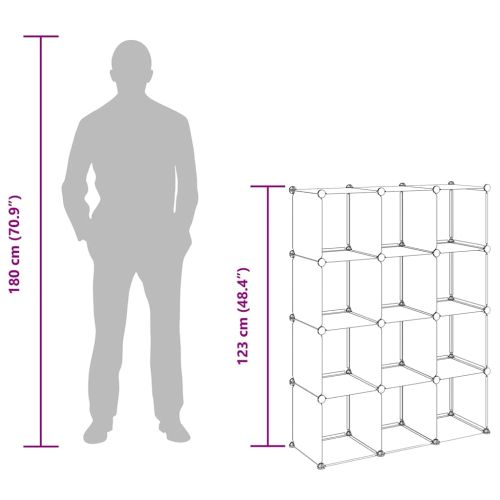 Органайзер с кубични отделения, 12 куба, черен, PP