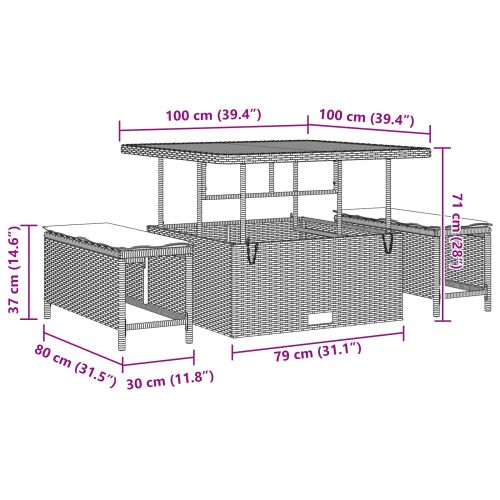 Градински Софа Комплект 13 pcs Черно полиратан