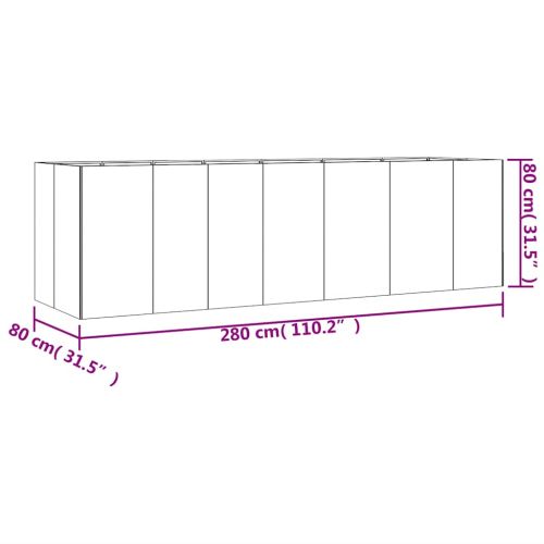 Градинска повдигната леха 280x80x80 см кортенова стомана