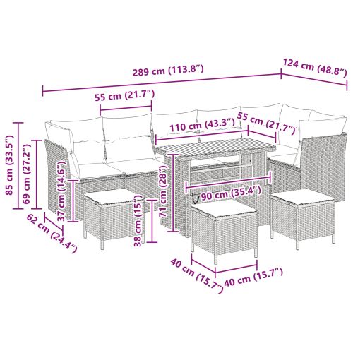 Градински Софа Комплект 10 pcs Черно полиратан