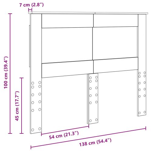 Облегалка за глава с таблото Сив Сонома 135 cm Инженерно дърво