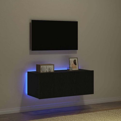 TV стенен шкаф 80 x 35 x 31 cm Черния дъб Инженерна дървесина