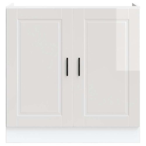 Шкаф за мивка, Porto, бял гланц, 80x46x81,5 см, инженерно дърво