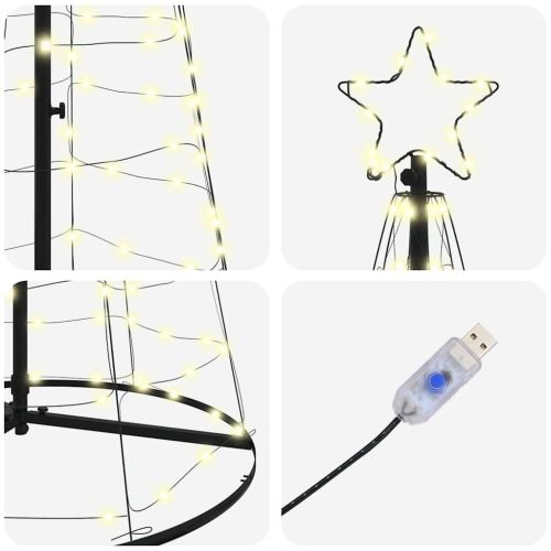 LED Коледна Елха с 390 LED светодиода Топло бяло 250 cm Желязо