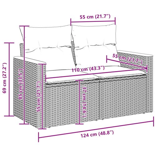 Градински Софа Комплект 14 pcs Черно полиратан