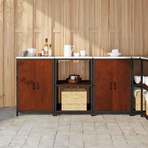 Комплект за кухненско съхранение с рафт с врата 3 pcs Ръждясало