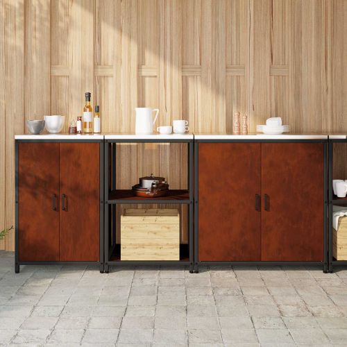 Комплект за кухненско съхранение с рафт с врата 3 pcs Ръждясало