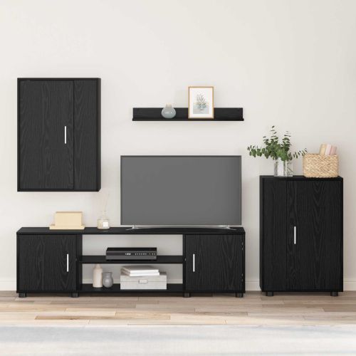 Комплект ТВ шкаф 4 pcs Черния дъб Инженерно дърво