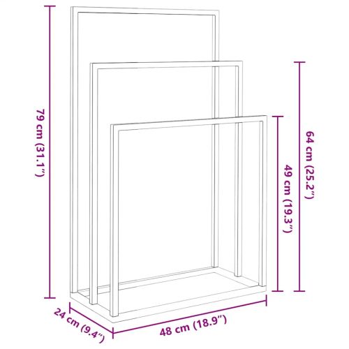 Свободностояща поставка за кърпи, бяла, 48x24x79 см, желязо